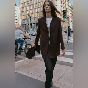 ZW Brown Tailored Long Blazer Jacket